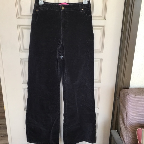 Thalia Sodi Black Velvet Pants Plus Sz17/18 Wide Leg Zip Front 5 Pocket Style - Picture 1 of 4